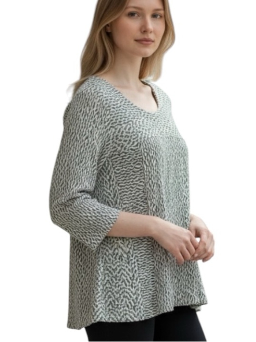 Habitat Clothes To Live In Textured Wave Top Jersey in Black and White Medium